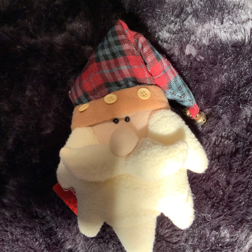 🌼 2/$10🌼Plush Santa Ornament - Green and Red Plaid
